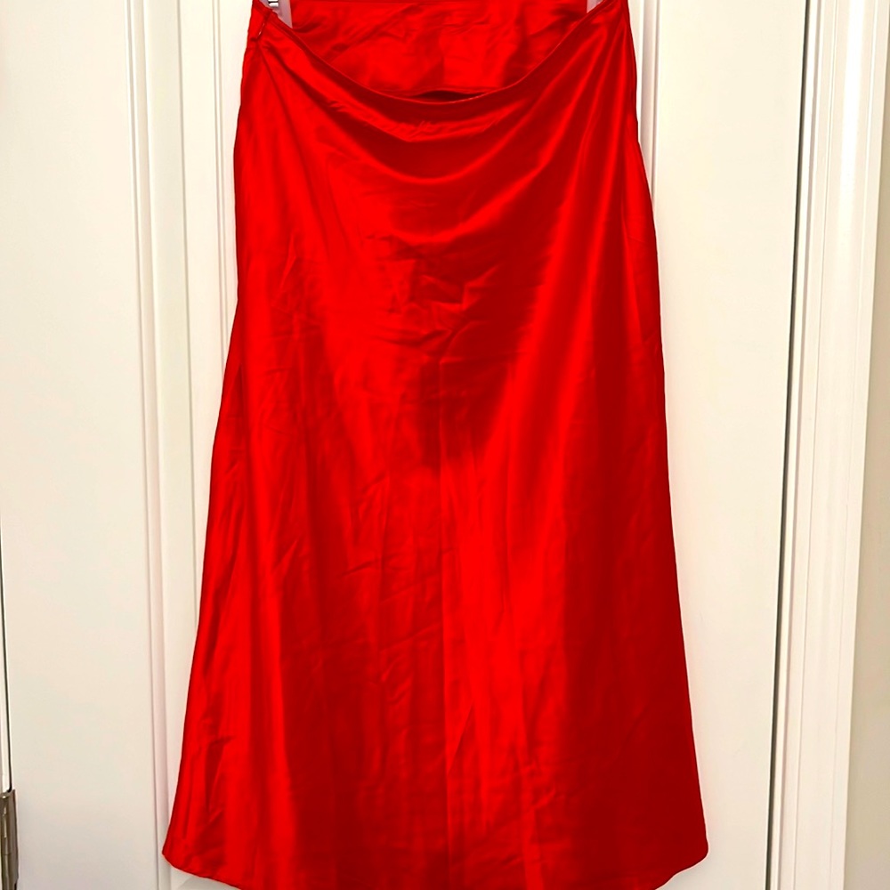 Ladies red satin skirt